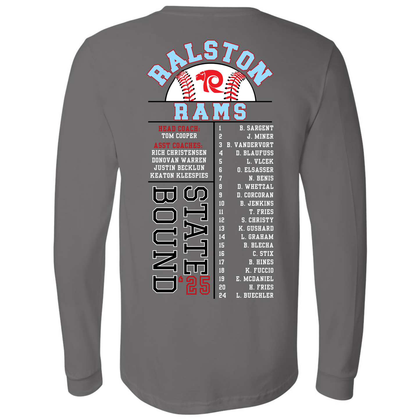 Ralston State Baseball / Bella + Canvas Unisex Jersey Cotton (Adult) / Long Sleeve