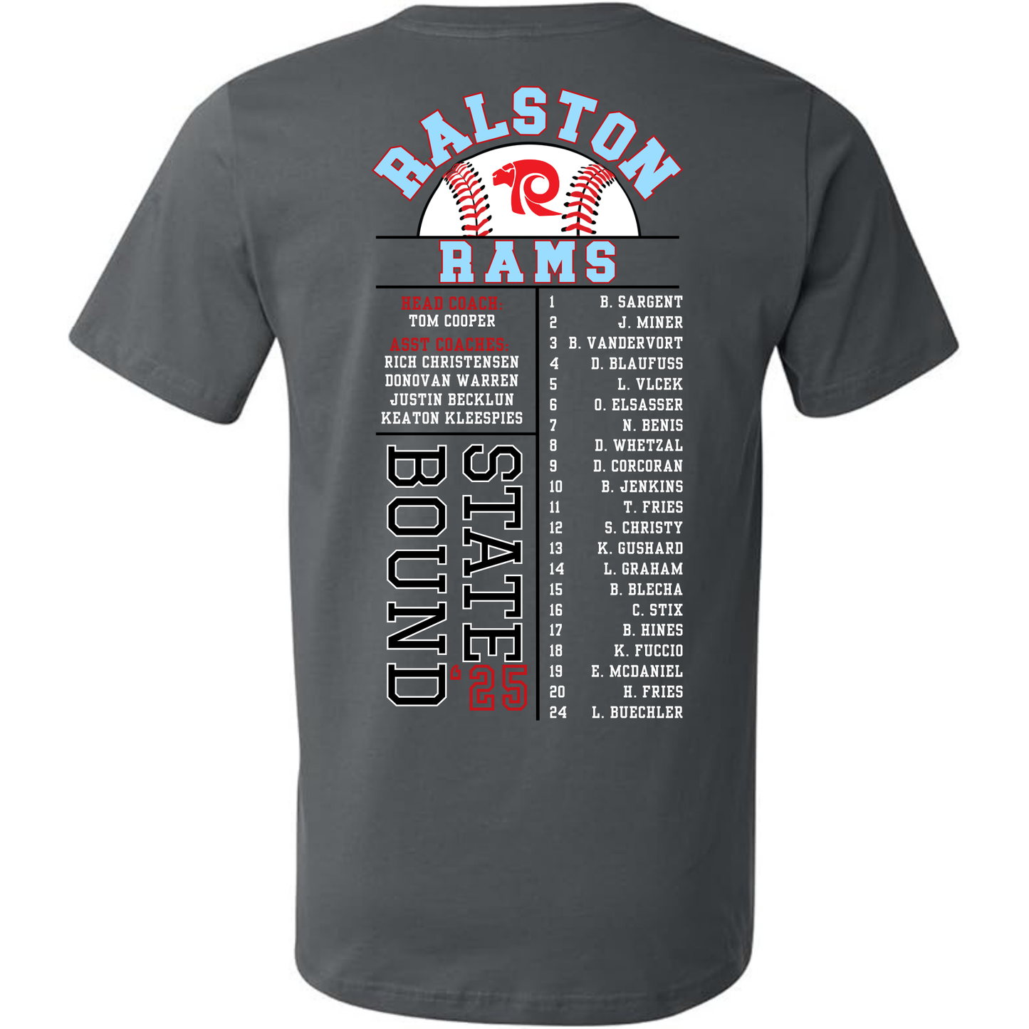 Ralston State Baseball / Bella + Canvas Unisex Jersey Cotton (Youth & Adult) / Short Sleeve