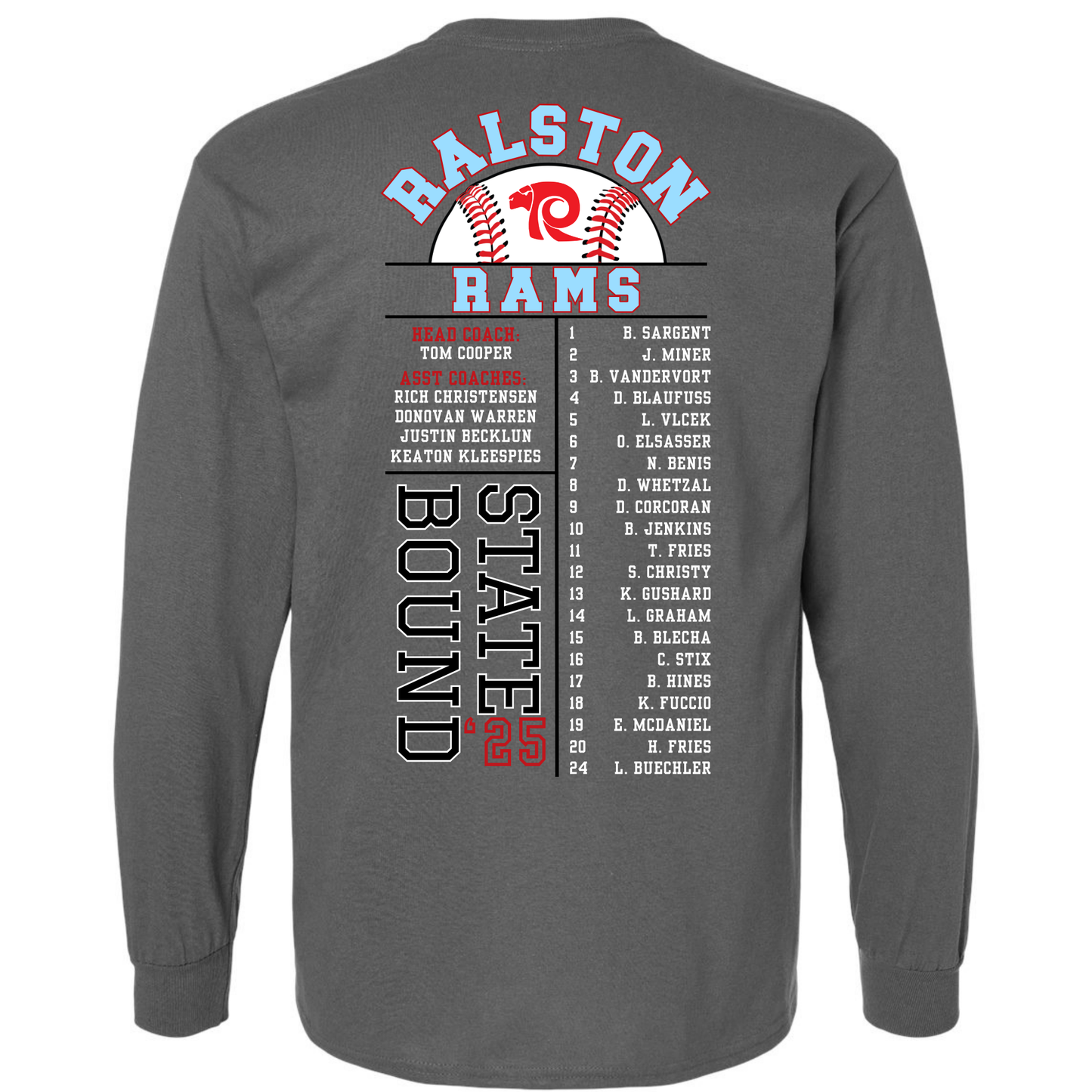 Ralston State Baseball / Gildan Unisex Heavy Cotton (Adult) / Long Sleeve