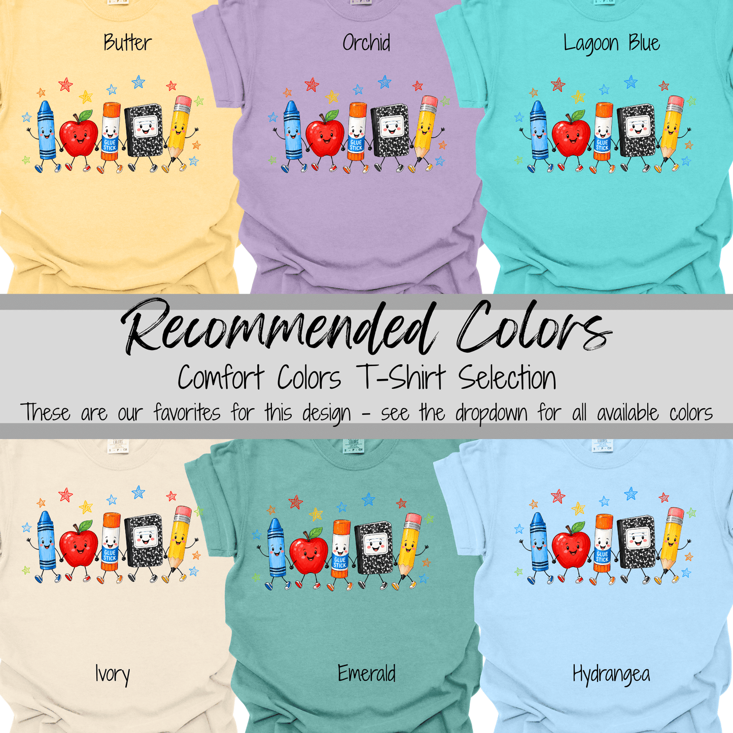 Classroom Essentials | Happy School Supplies Graphic Tee
