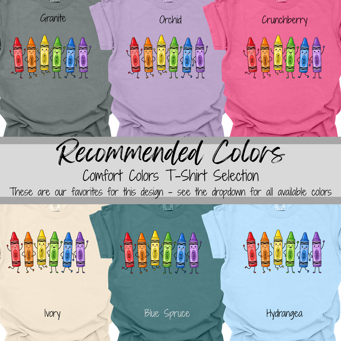 Classroom Fun | Happy Rainbow Crayons Graphic Tee