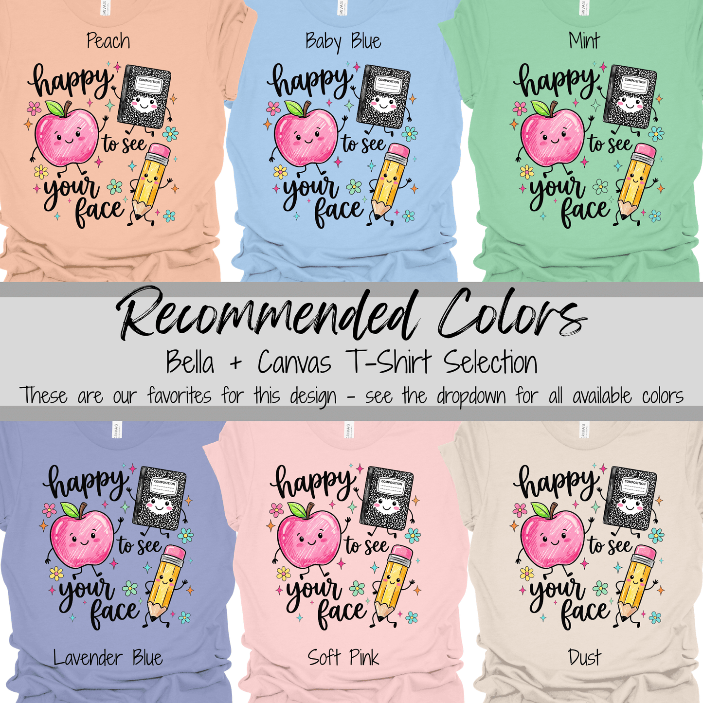 Happy to See Your Face | Smiling School Supplies Graphic Tee