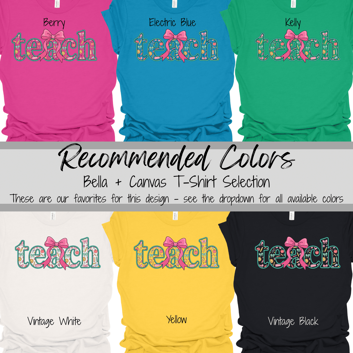Teach | Preppy Bow Typography Graphic Tee