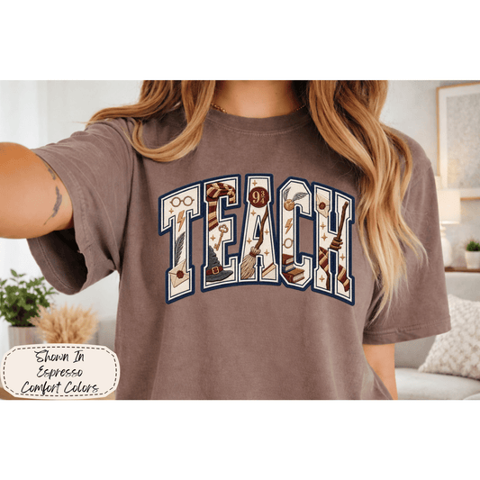 Wizard Classroom | Faux Embroidered TEACH Tee