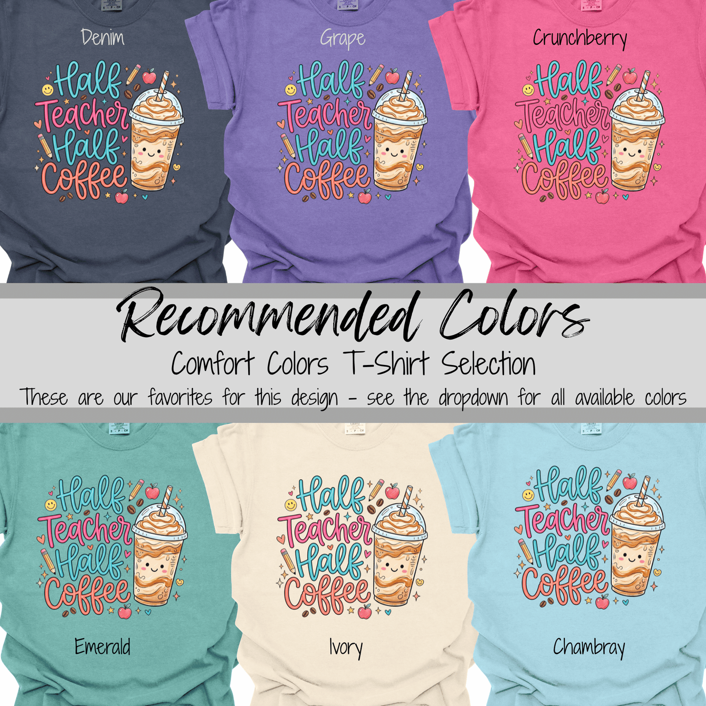 Teacher Life | Half Teacher Half Coffee Graphic Tee