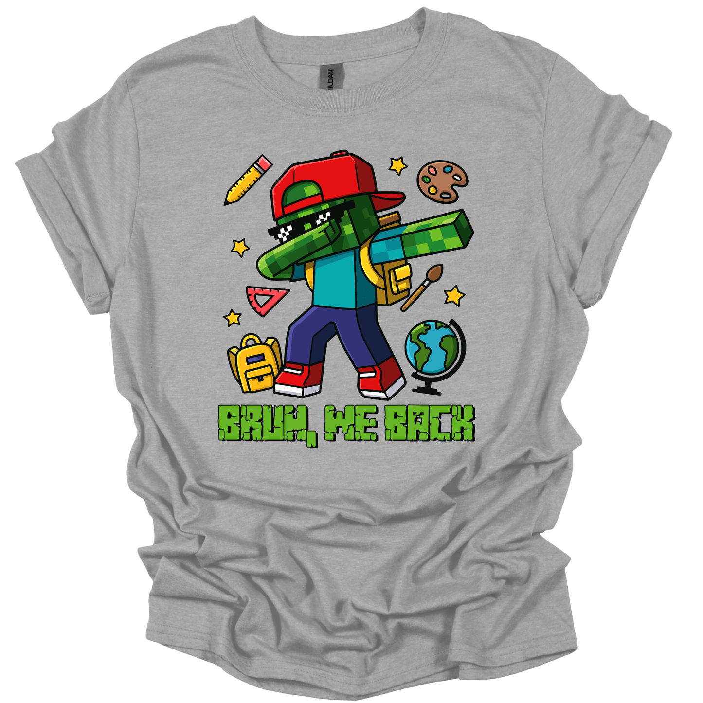 Bruh We Back Pixel Gamer Teacher Tee