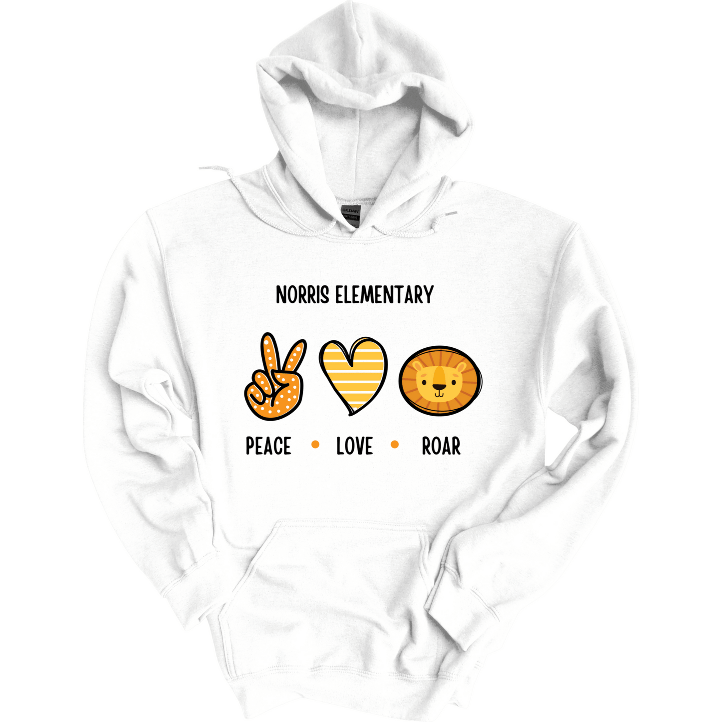 Norris Elementary: Peace, Love, Roar Hoodie Sweatshirt | Youth & Adult