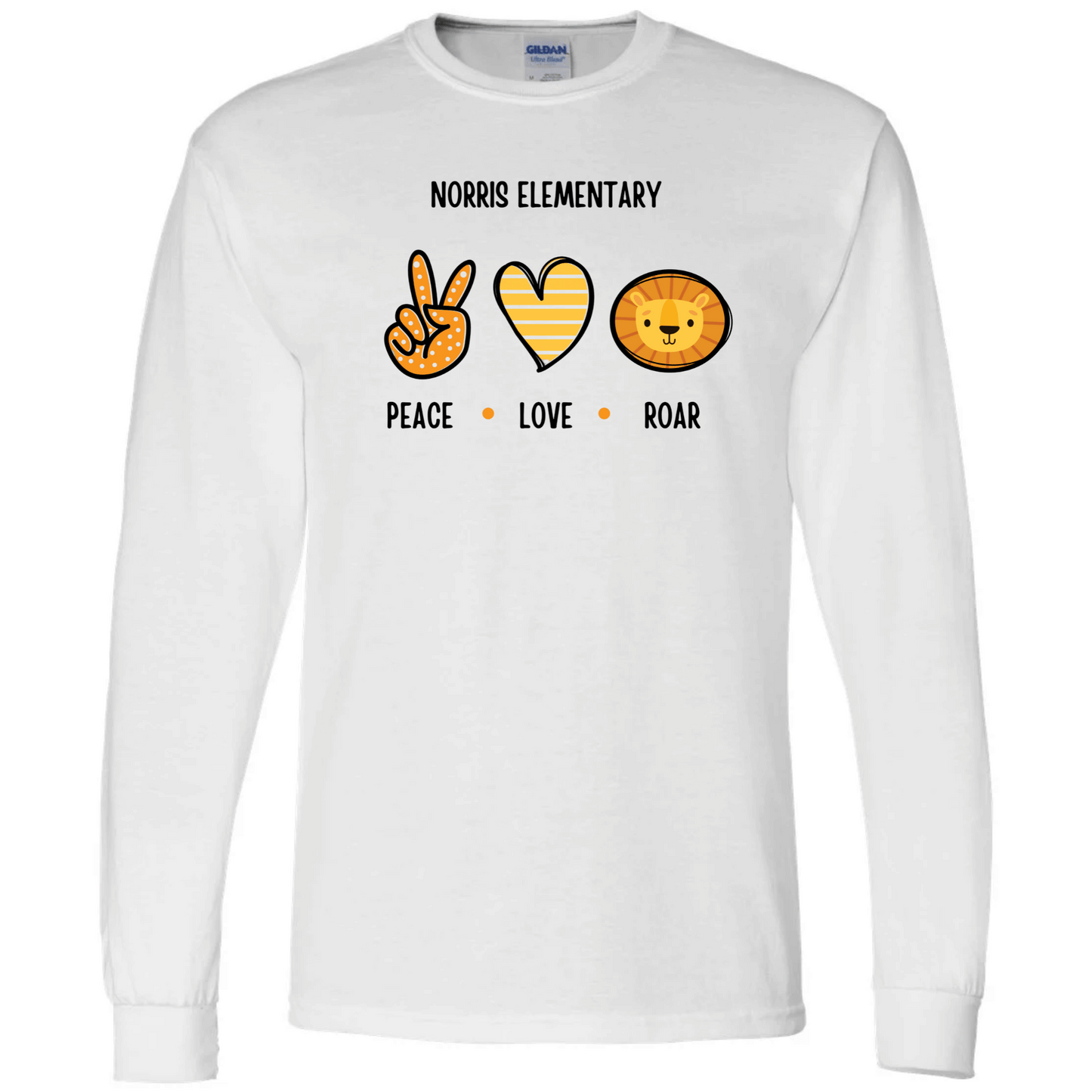 Norris Elementary: Peace, Love, Roar Long Sleeve T-Shirt | Youth & Adult