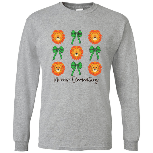 Norris Lions & Bows Long Sleeve T-Shirt | Youth & Adult
