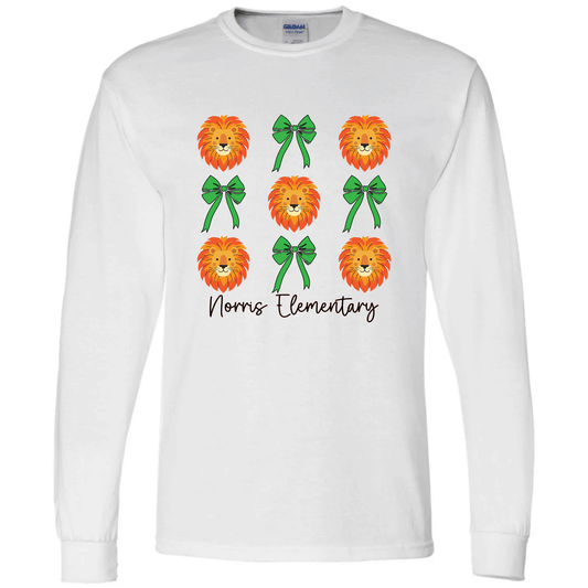 Norris Lions & Bows Long Sleeve T-Shirt | Youth & Adult
