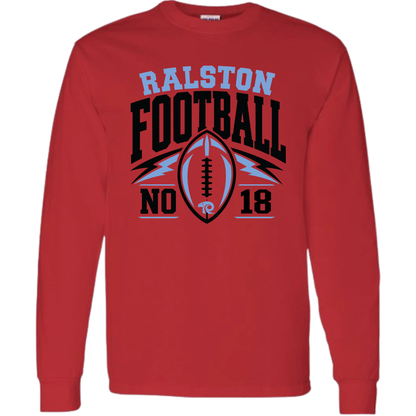 Ralston Personalized Football - Adult Unisex Cotton Long Sleeve T-Shirt