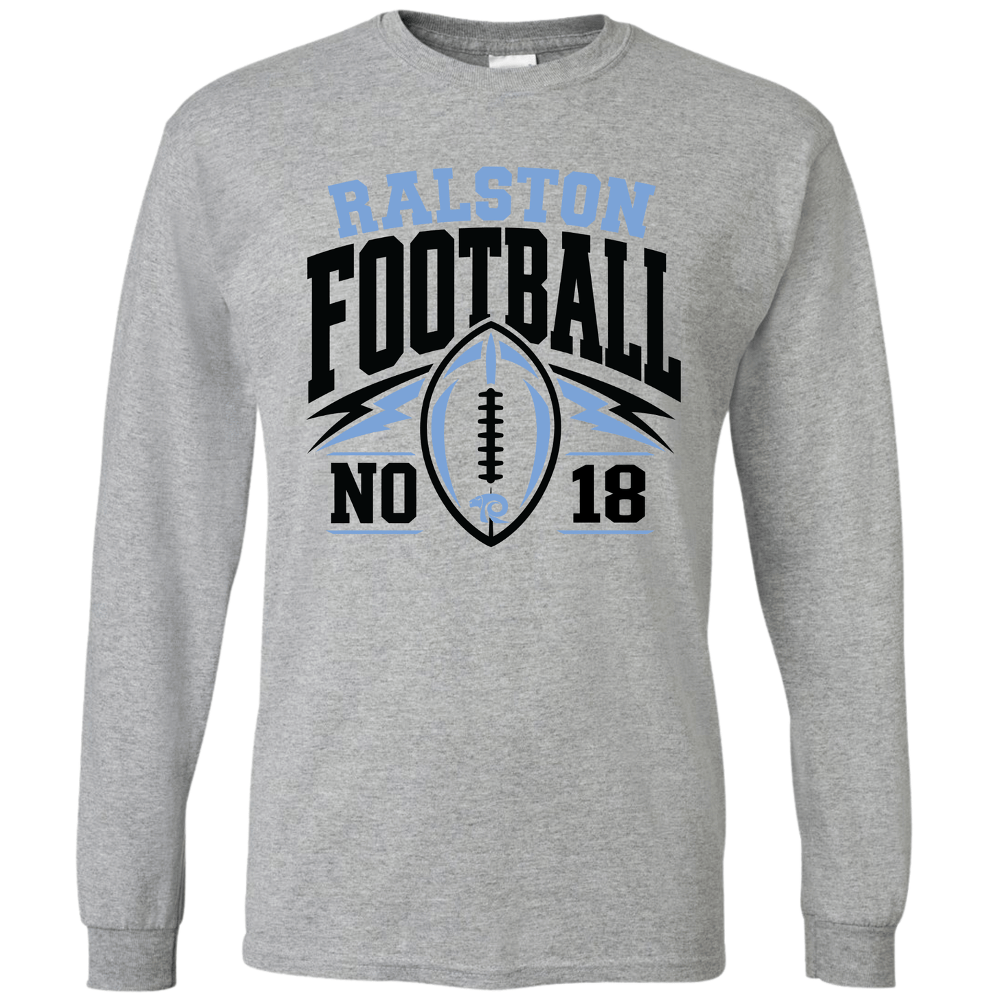 Ralston Personalized Football - Adult Unisex Cotton Long Sleeve T-Shirt