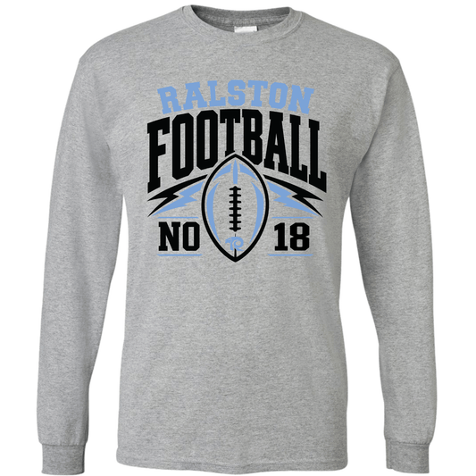 Ralston Personalized Football - Adult Unisex Cotton Long Sleeve T-Shirt