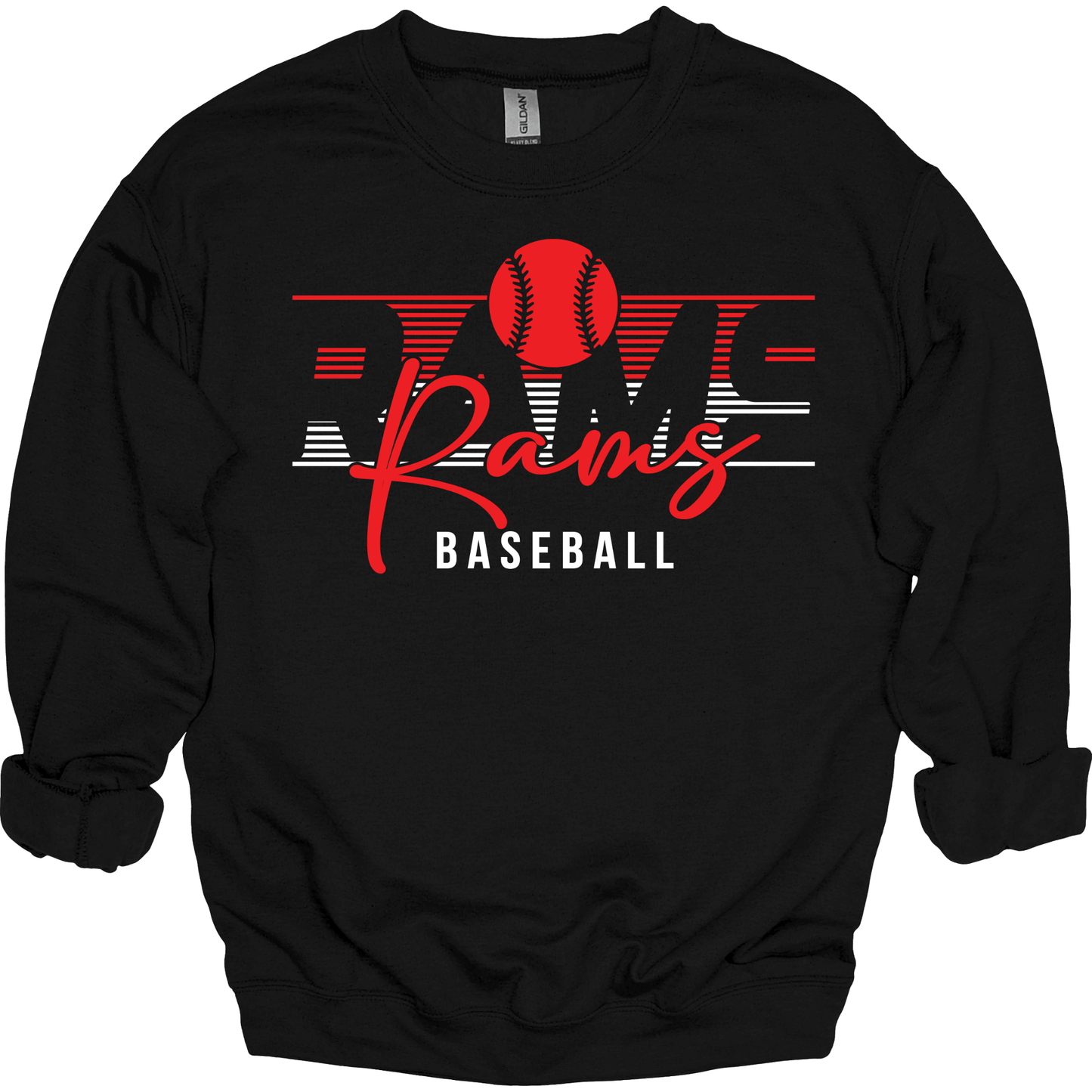 Ralston Rams Baseball Stripe Crewneck Sweatshirt