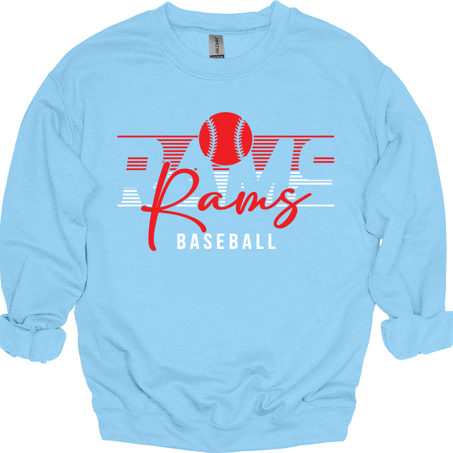 Ralston Rams Baseball Stripe Crewneck Sweatshirt