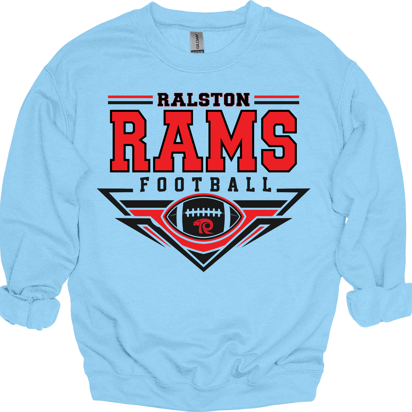 Rams Football Badge - Adult Unisex Cotton Crewneck Sweatshirt