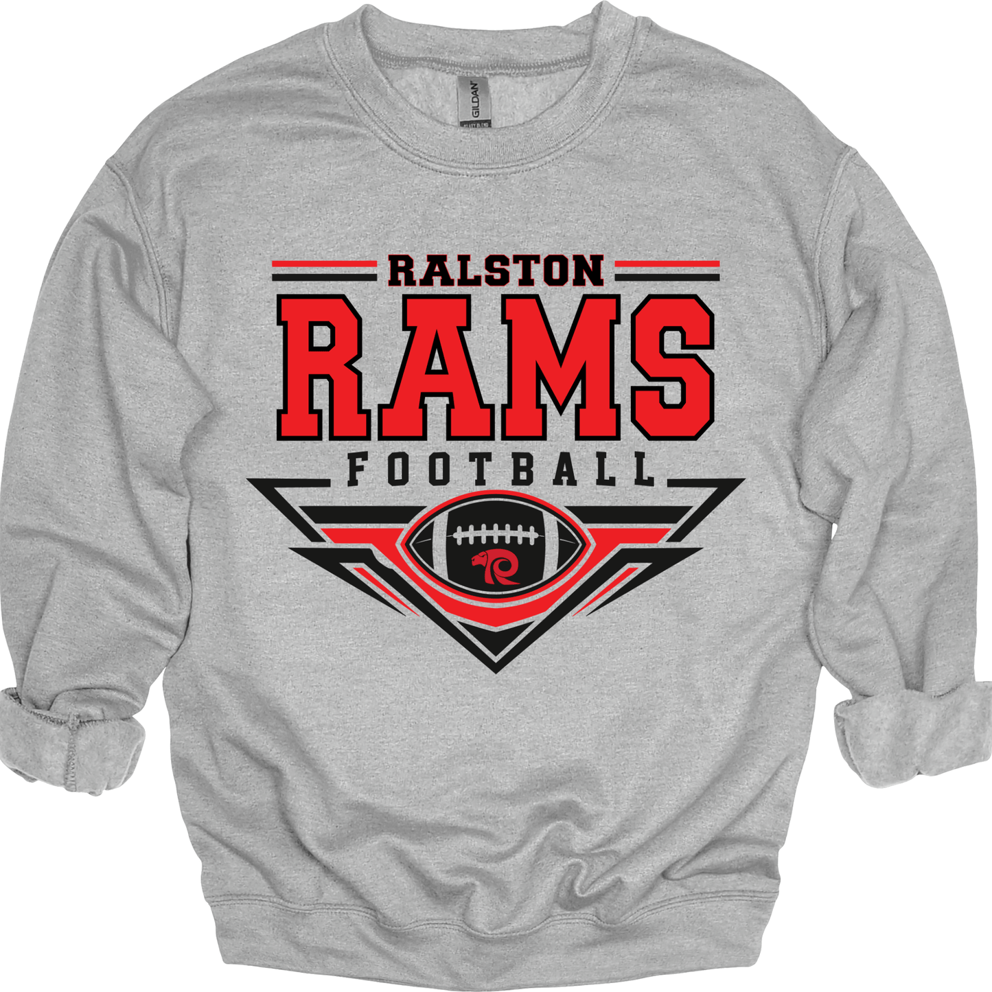 Rams Football Badge - Adult Unisex Cotton Crewneck Sweatshirt