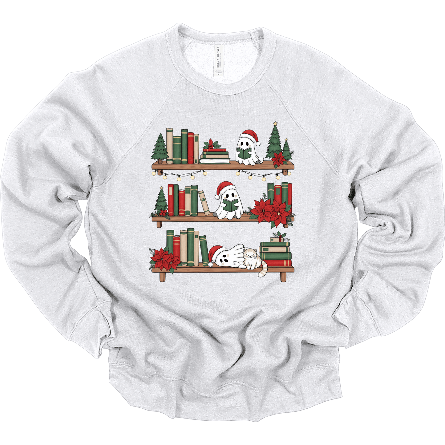 Ghost Library – Cute Book Lover Holiday Tee
