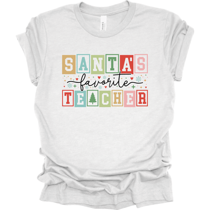 Santa’s Favorite Teacher Retro Block Letters