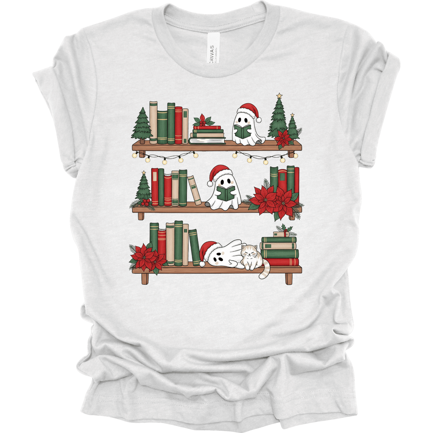 Ghost Library – Cute Book Lover Holiday Tee