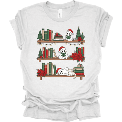 Ghost Library – Cute Book Lover Holiday Tee