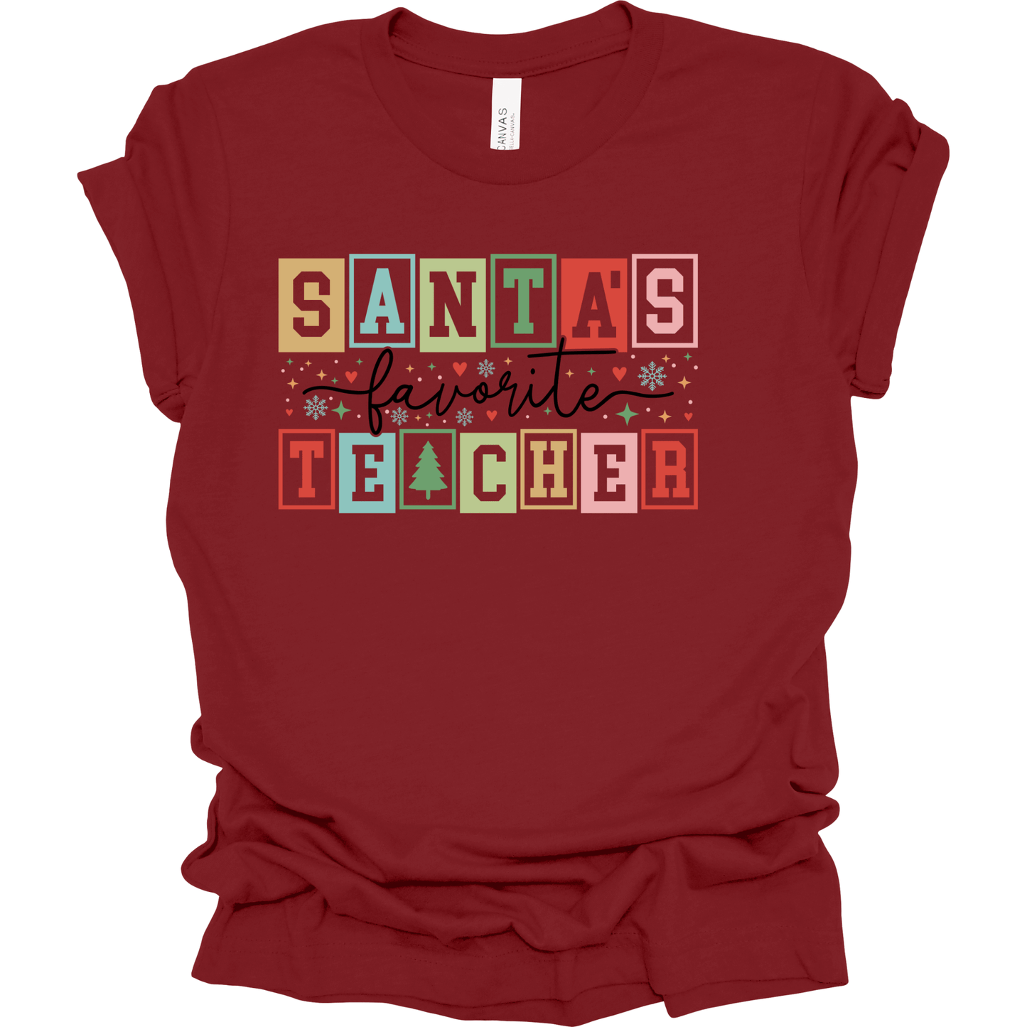 Santa’s Favorite Teacher Retro Block Letters