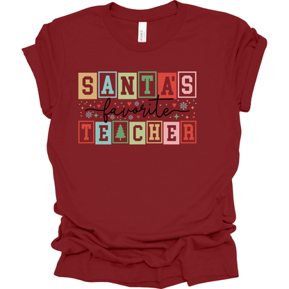 Santa’s Favorite Teacher Retro Block Letters