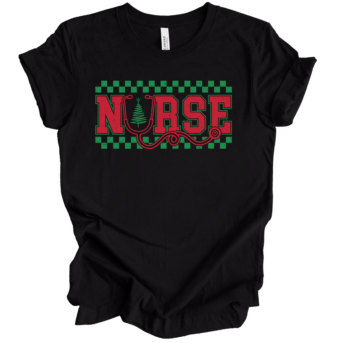 Nurse Christmas Checkered Stethoscope Tree