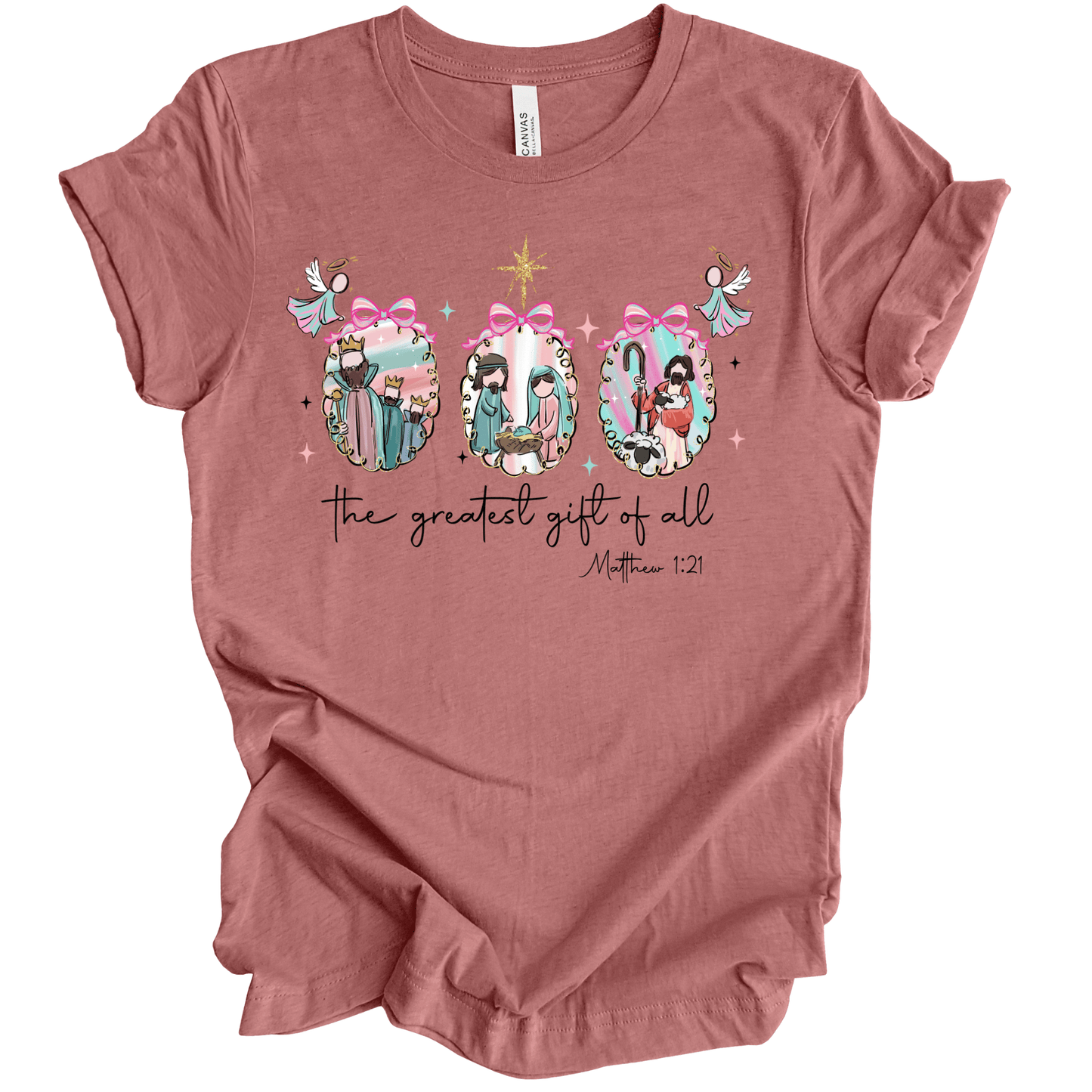 Pastel Nativity: Holy Family, Shepherd & Wise Men Ornaments