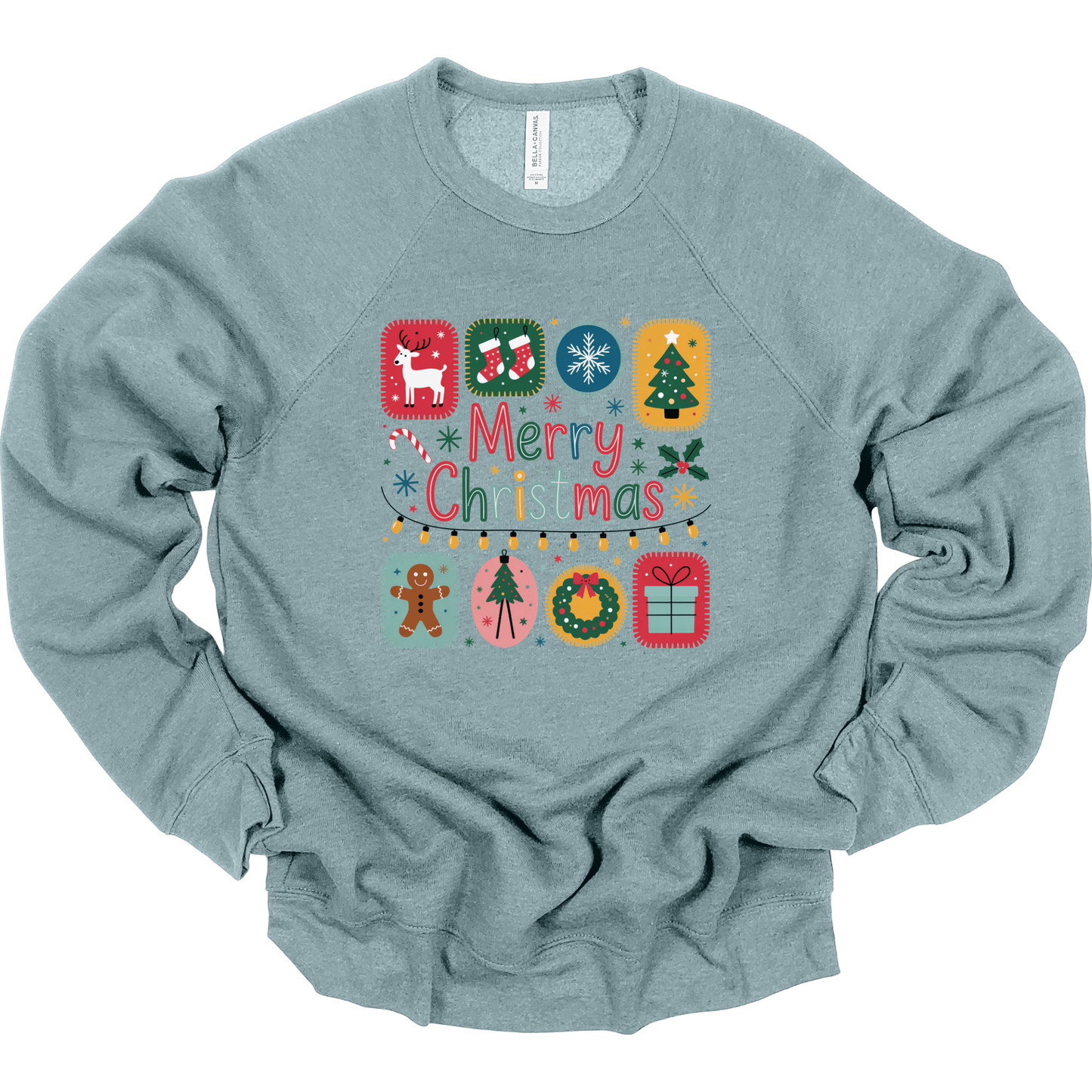 Merry Christmas Patchwork Icons – Cute Holiday Blocks & Festive Retro Colors