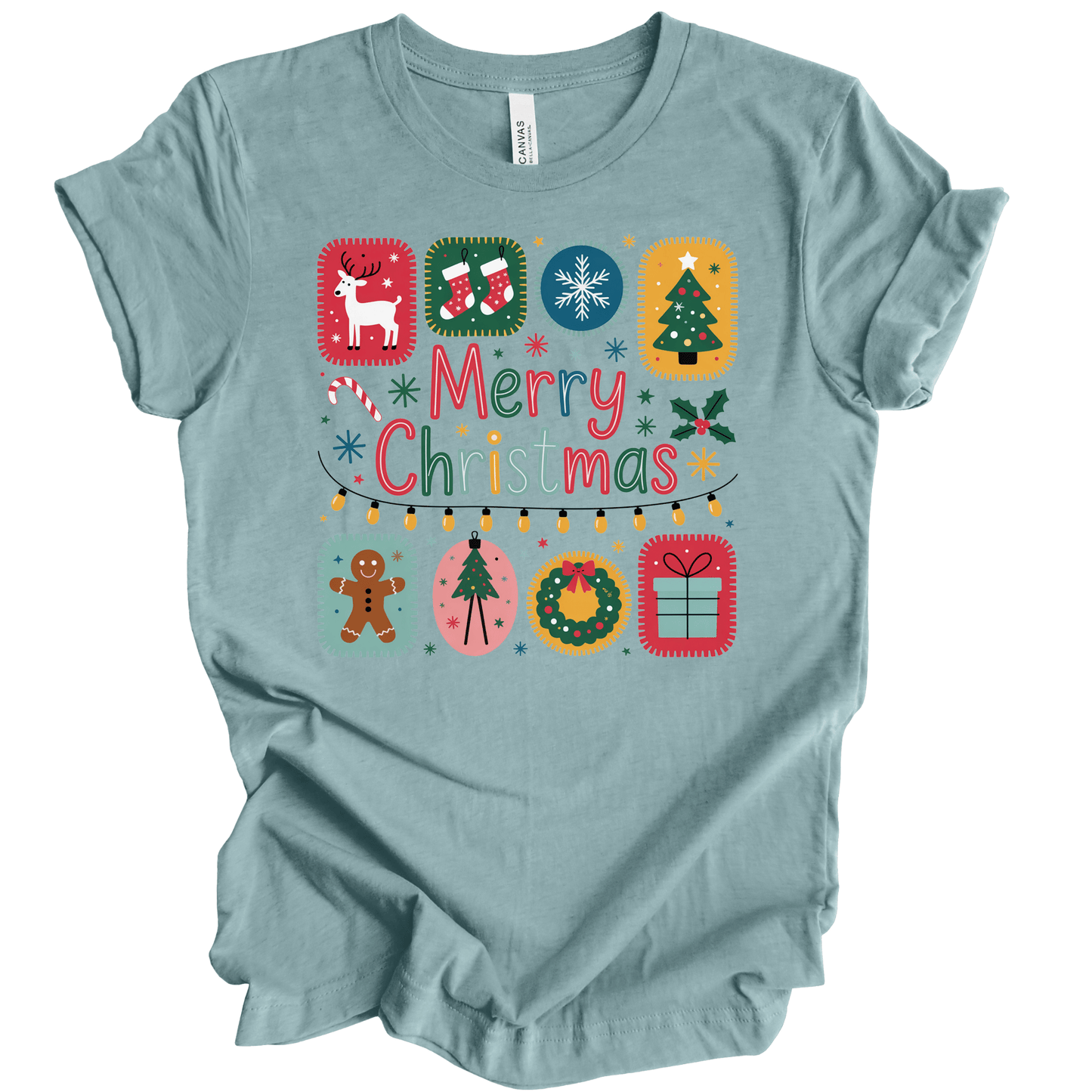 Merry Christmas Patchwork Icons – Cute Holiday Blocks & Festive Retro Colors