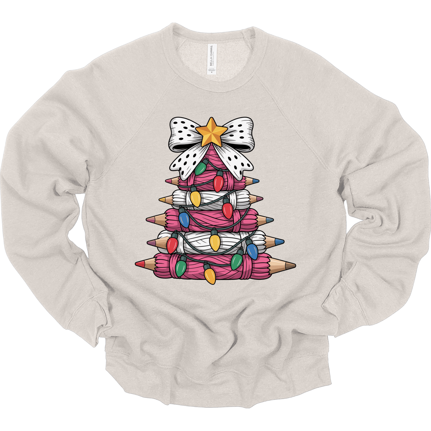 Pink Yarn Pencil Christmas Tree Teacher Shirt