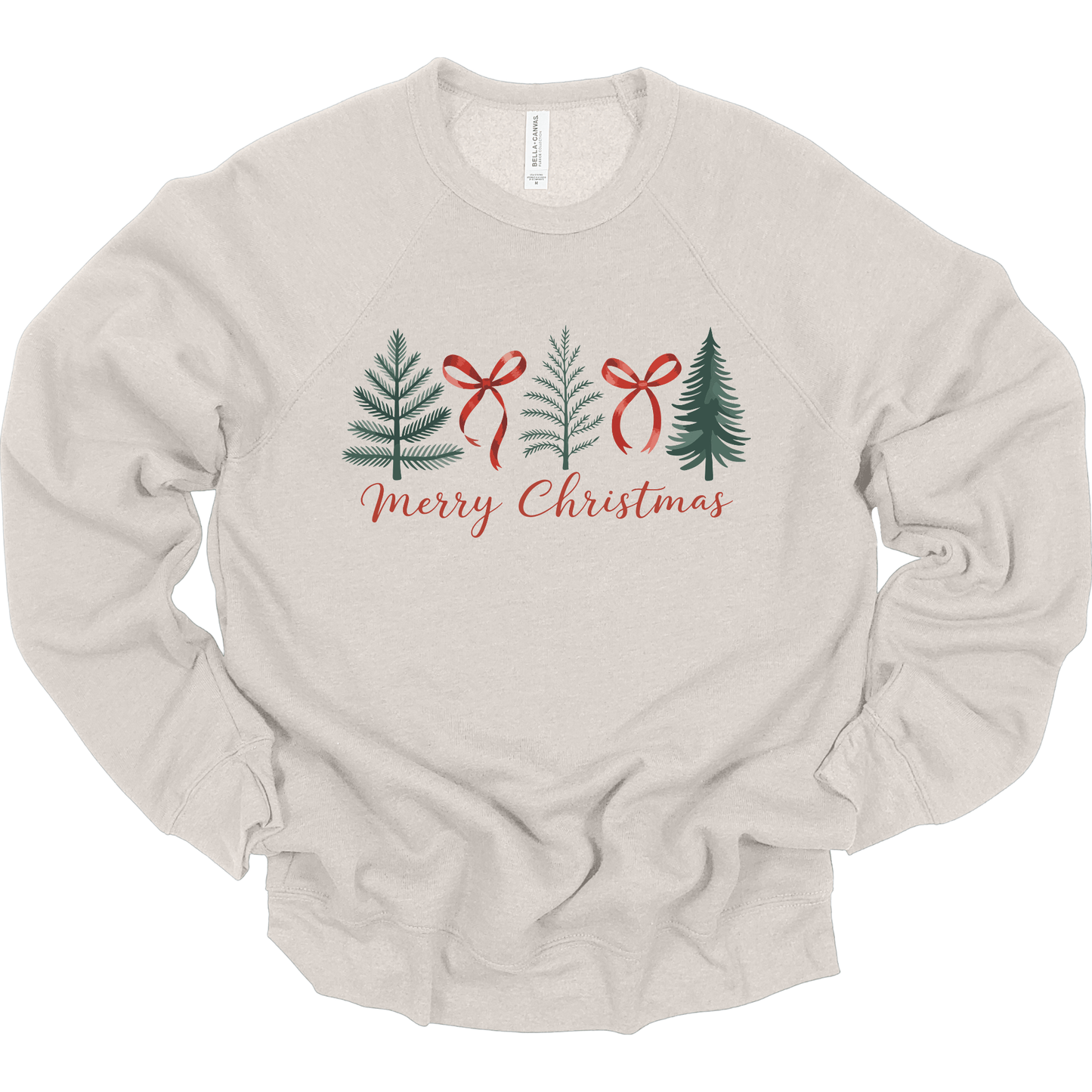 Minimal Merry Christmas: Evergreen Trees & Red Ribbon