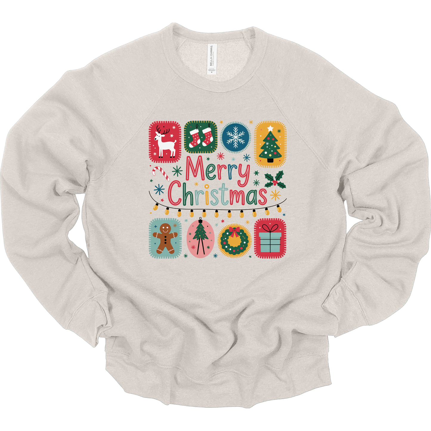 Merry Christmas Patchwork Icons – Cute Holiday Blocks & Festive Retro Colors