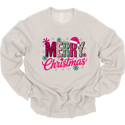 Merry Christmas Pink Retro Leopard