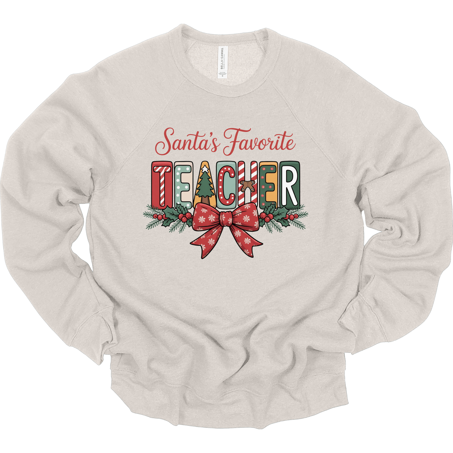 Santa’s Favorite Teacher Preppy Block Letter