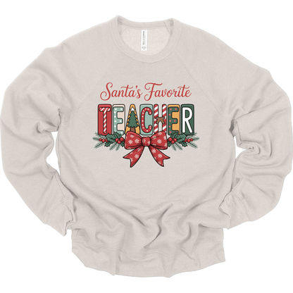 Santa’s Favorite Teacher Preppy Block Letter