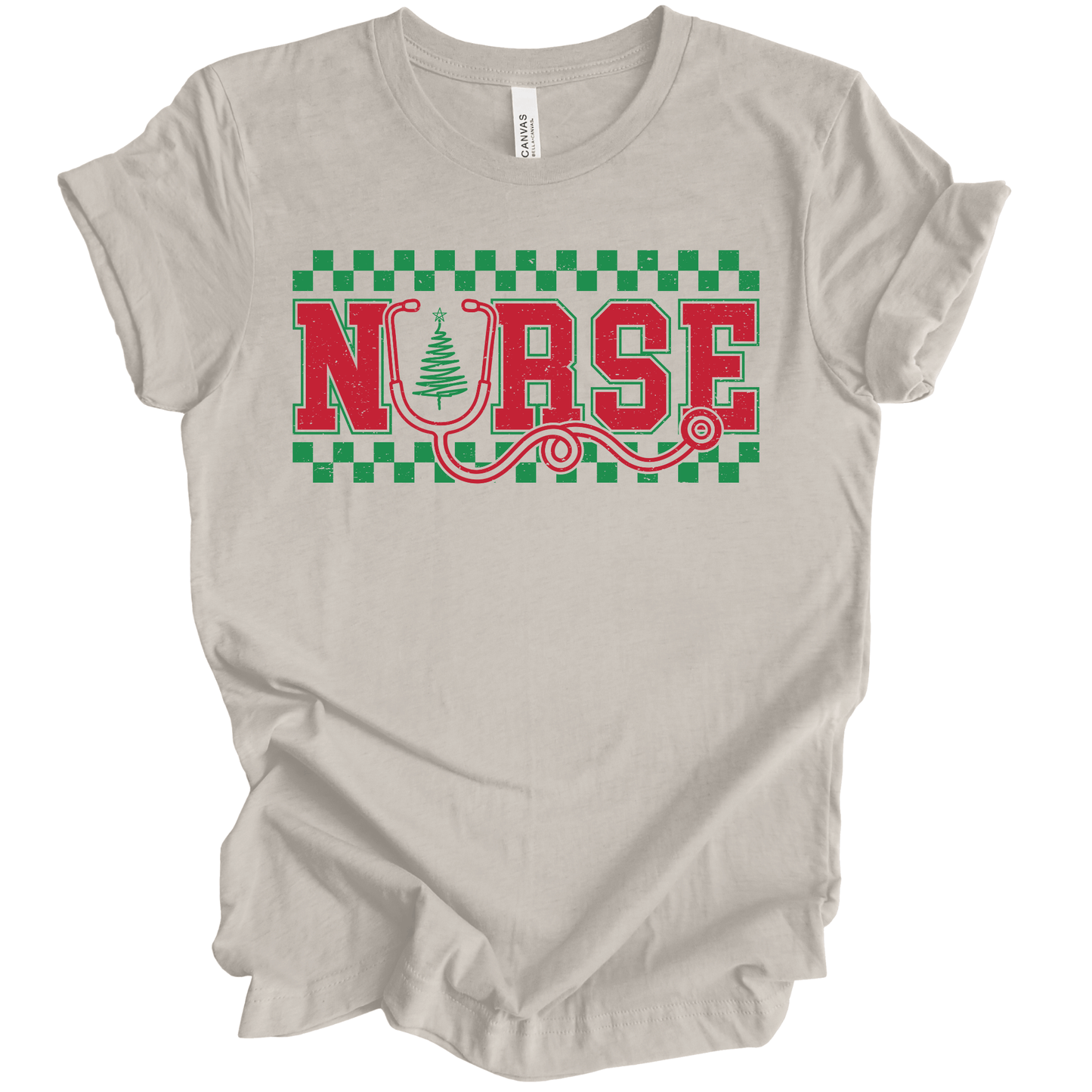 Nurse Christmas Checkered Stethoscope Tree