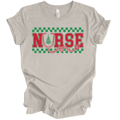 Nurse Christmas Checkered Stethoscope Tree