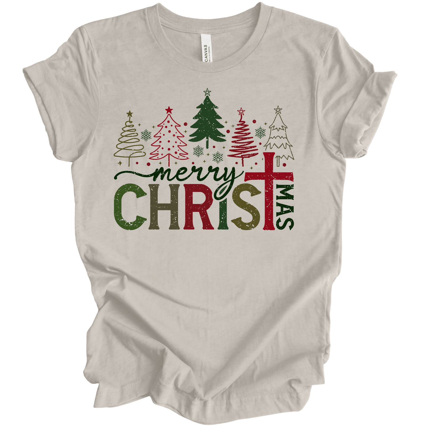 Merry CHRISTmas | Cross Christmas Trees Design