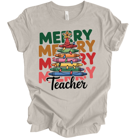 Merry Teacher – Colorful Crayon Tree