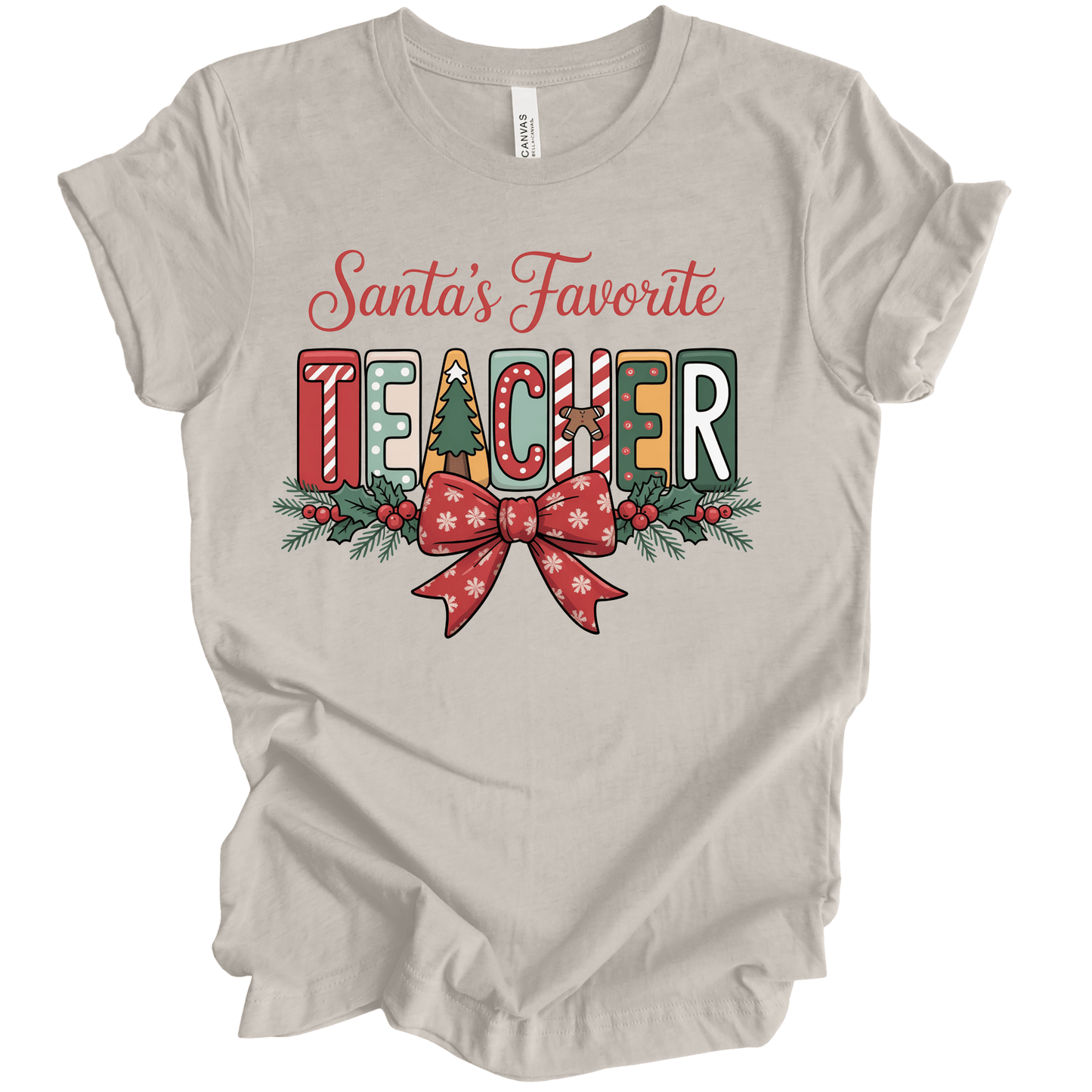 Santa’s Favorite Teacher Preppy Block Letter
