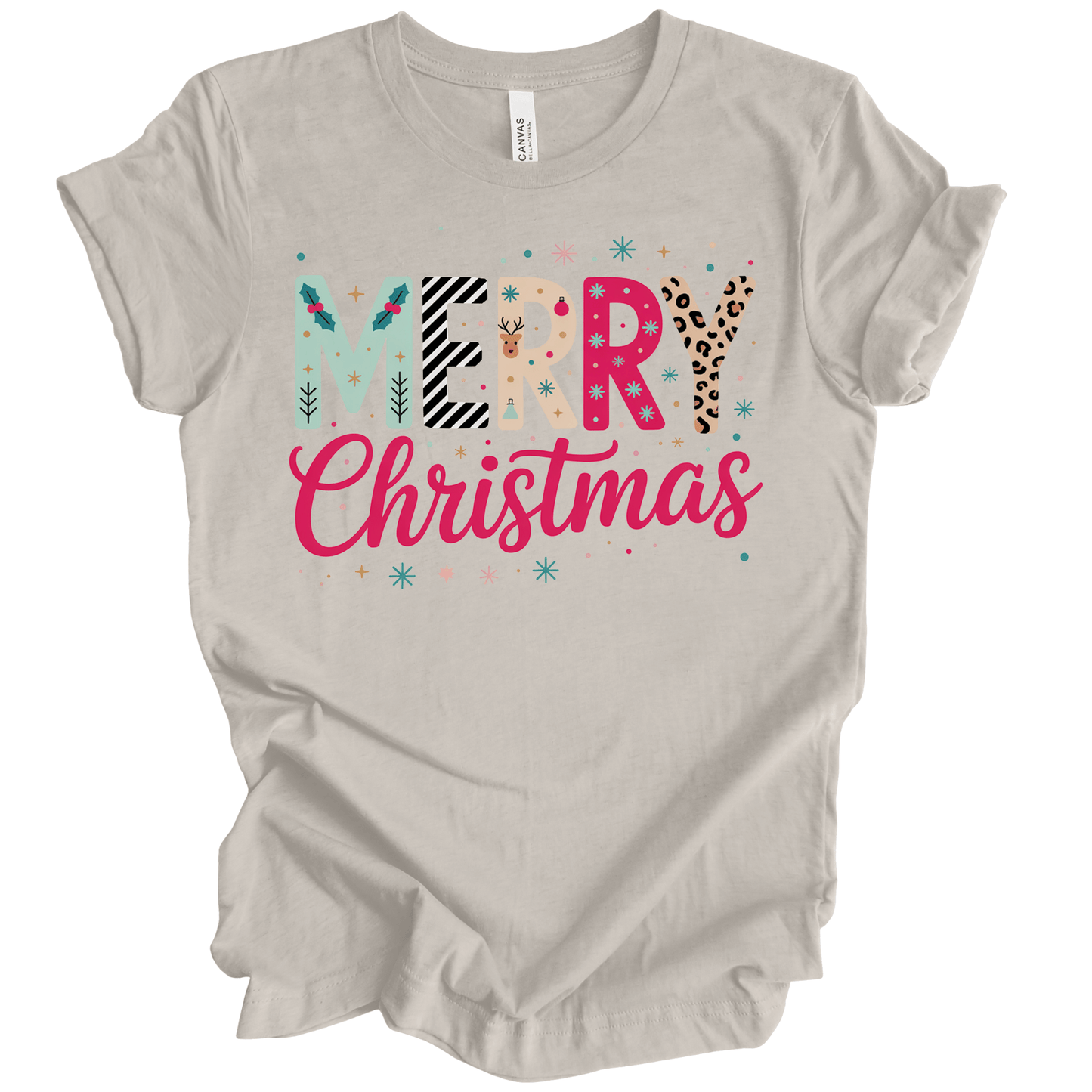 Merry Christmas Colorful Preppy Letters