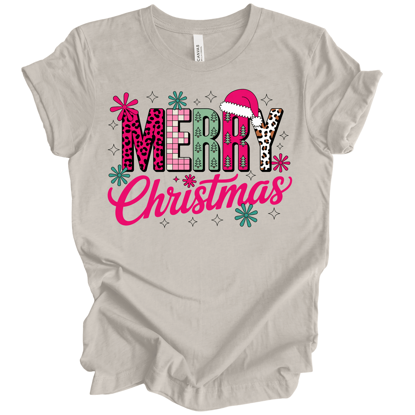 Merry Christmas Pink Retro Leopard