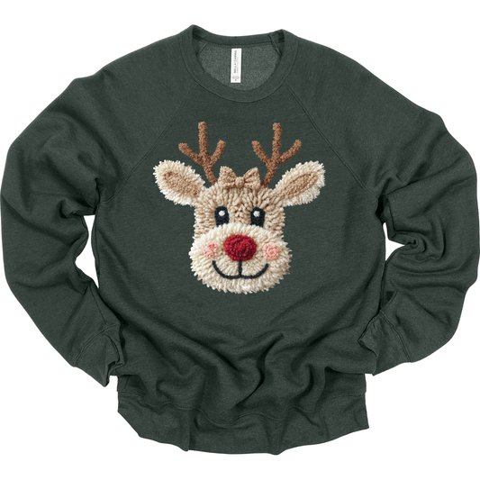 Faux Yarn Patchwork Reindeer