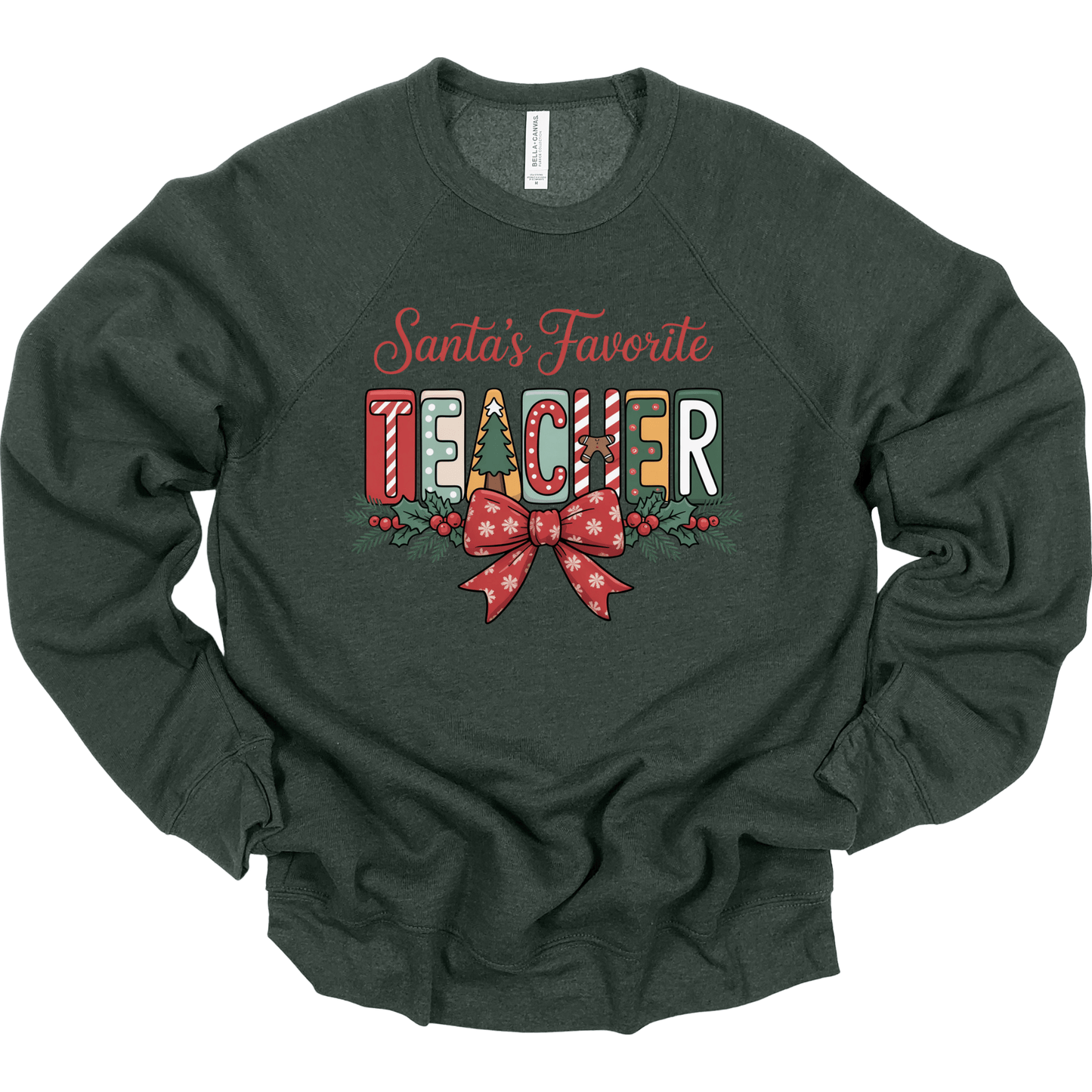 Santa’s Favorite Teacher Preppy Block Letter