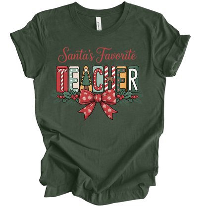 Santa’s Favorite Teacher Preppy Block Letter