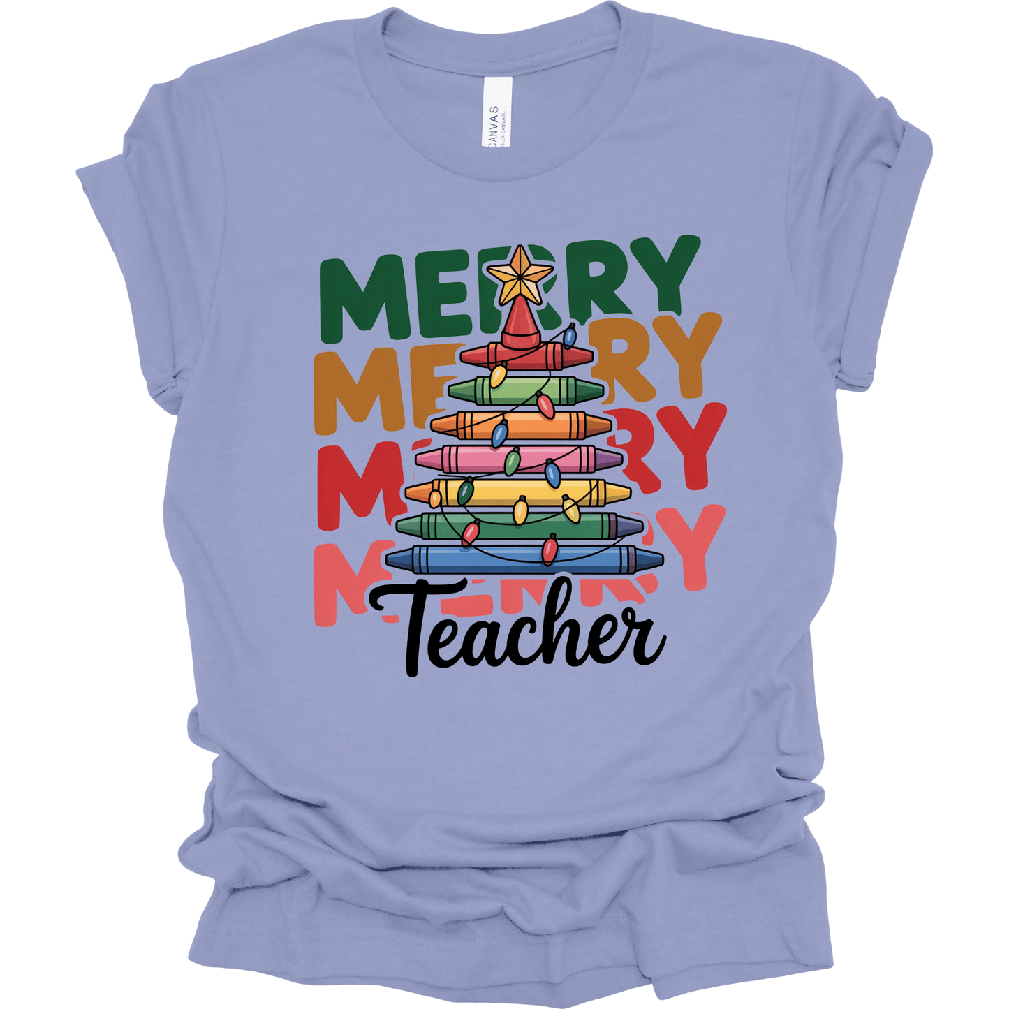 Merry Teacher – Colorful Crayon Tree