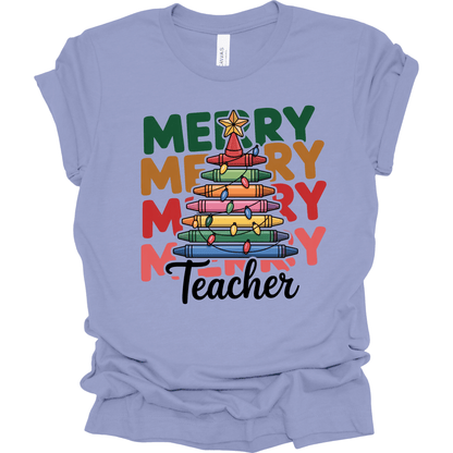 Merry Teacher – Colorful Crayon Tree