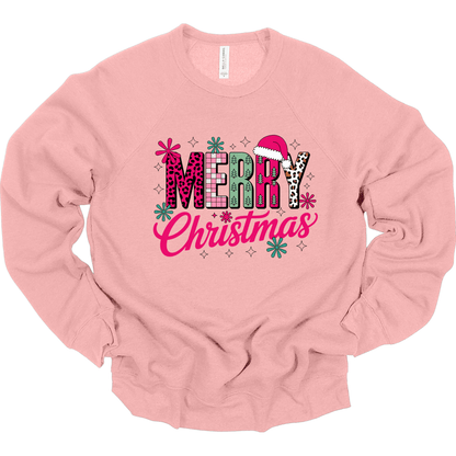 Merry Christmas Pink Retro Leopard